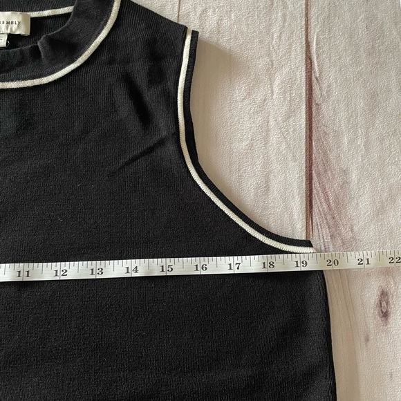 Free Assembly Ribbed Midi Sweater Dress Women’s XL Black White Trim Sleeveless - Picture 12 of 15